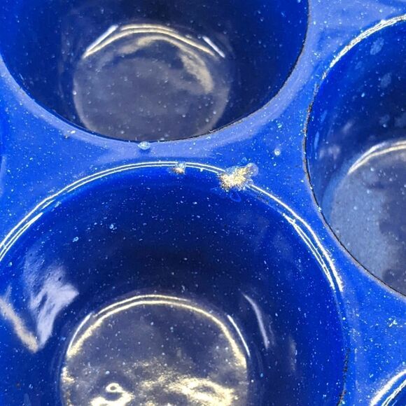 VINTAGE Wagner Griswold Blue Porcelain Cast Iron Popover Cupcake Muffin Pan - Picture 7 of 9